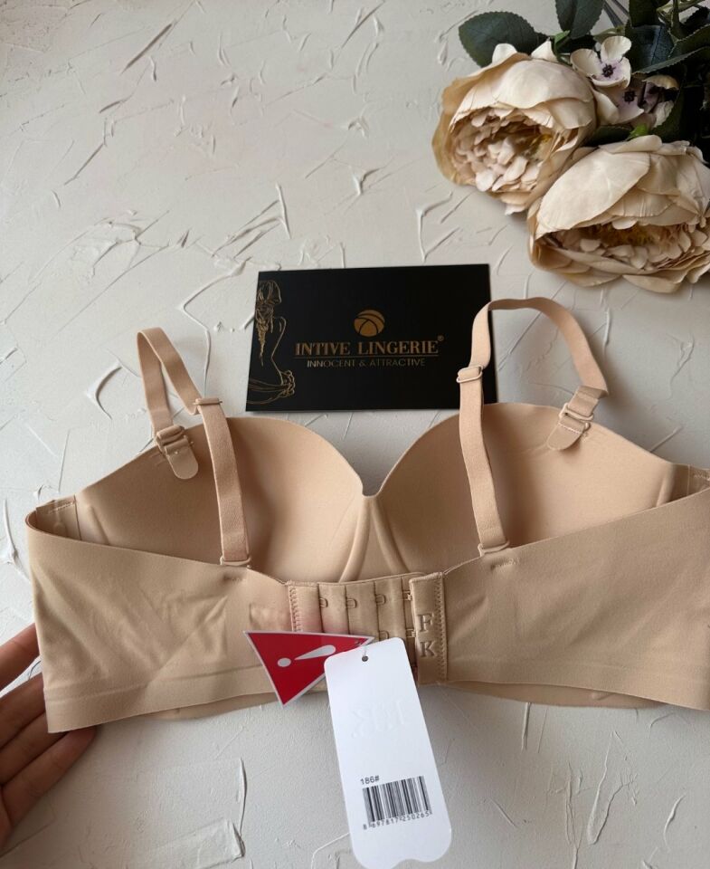 Lady Baby Straplez Kesim Destekli Dikişsiz Balensiz Toparlayıcılı İthal İz Yapmaz Sütyen Bej - 75B