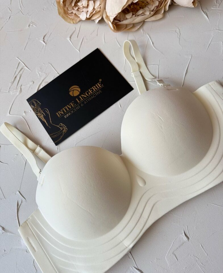 Lady Baby Straplez Kesim Destekli Dikişsiz Balensiz Toparlayıcılı İthal İz Yapmaz Sütyen Ekru - 85B