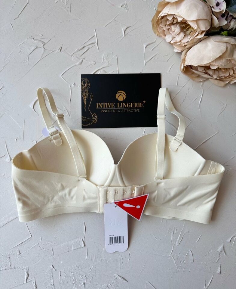 Lady Baby Straplez Kesim Destekli Dikişsiz Balensiz Toparlayıcılı İthal İz Yapmaz Sütyen Ekru - 85B