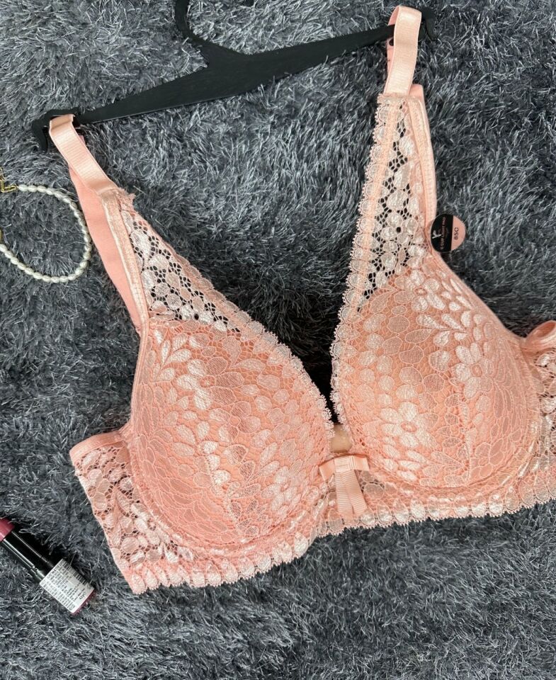 Dantelli Balenli Yumuşak Padli C Cup Hafif Günlük Sütyen -6010 Somon - 90C
