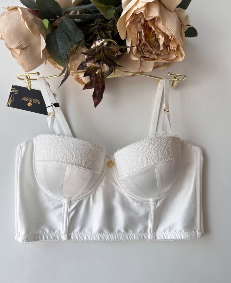 Intive Bride Beyaz Korse Push-up Dantel Detaylı Gelinlik Altı Sütyen-1796 80C