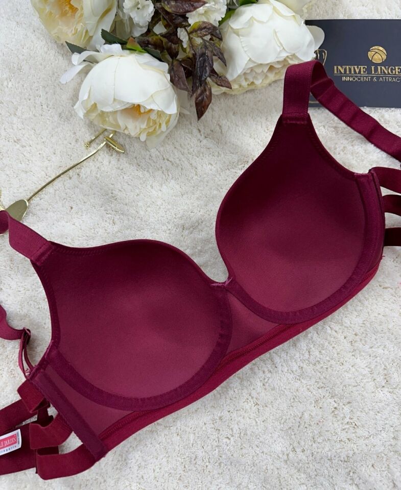 Le Jardin Marilyn Soft Cup Balenli Desteksiz Büyük Beden Sütyen -7015 Bordo - 105