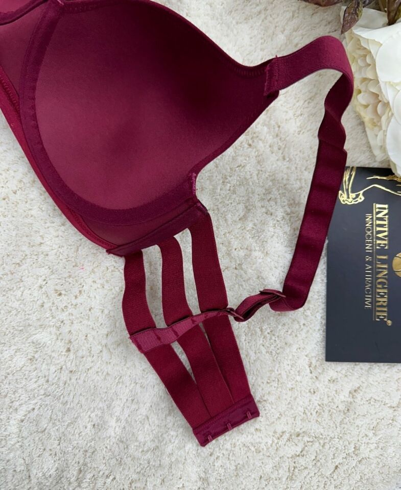 Le Jardin Marilyn Soft Cup Balenli Desteksiz Büyük Beden Sütyen -7015 Bordo - 105