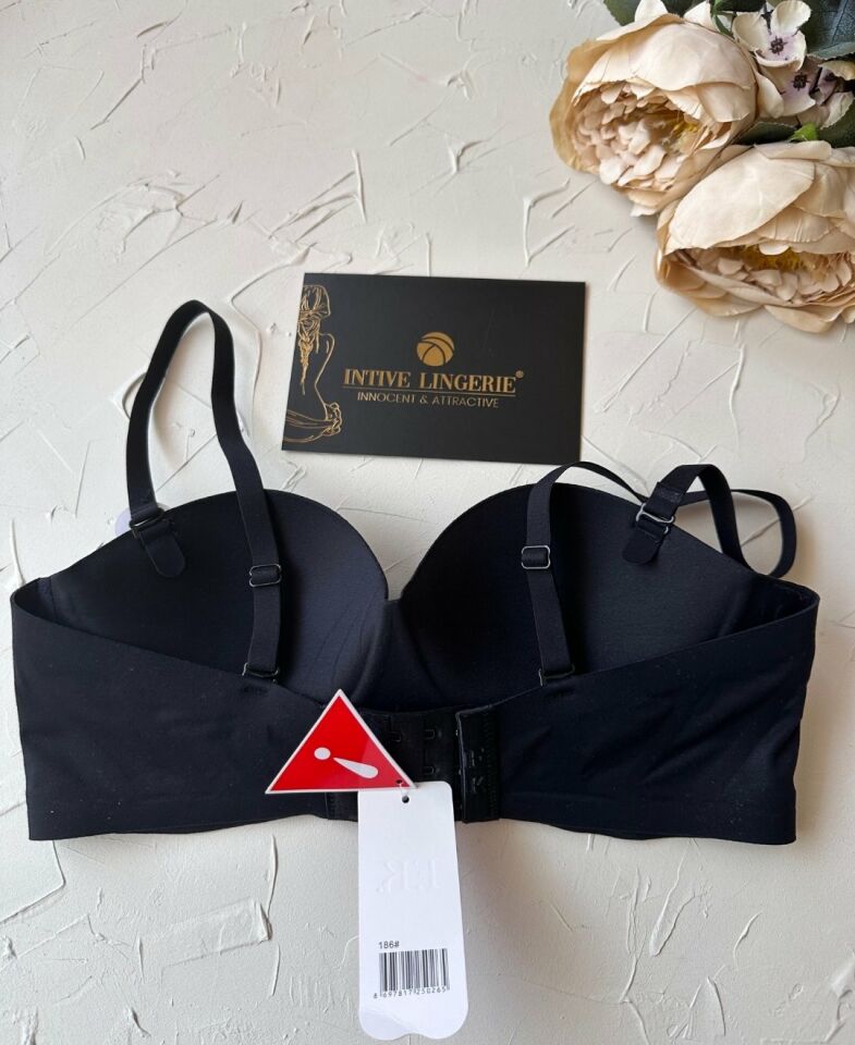 Lady Baby Straplez Kesim Destekli Dikişsiz Balensiz Toparlayıcılı İthal İz Yapmaz Sütyen Siyah - 80B