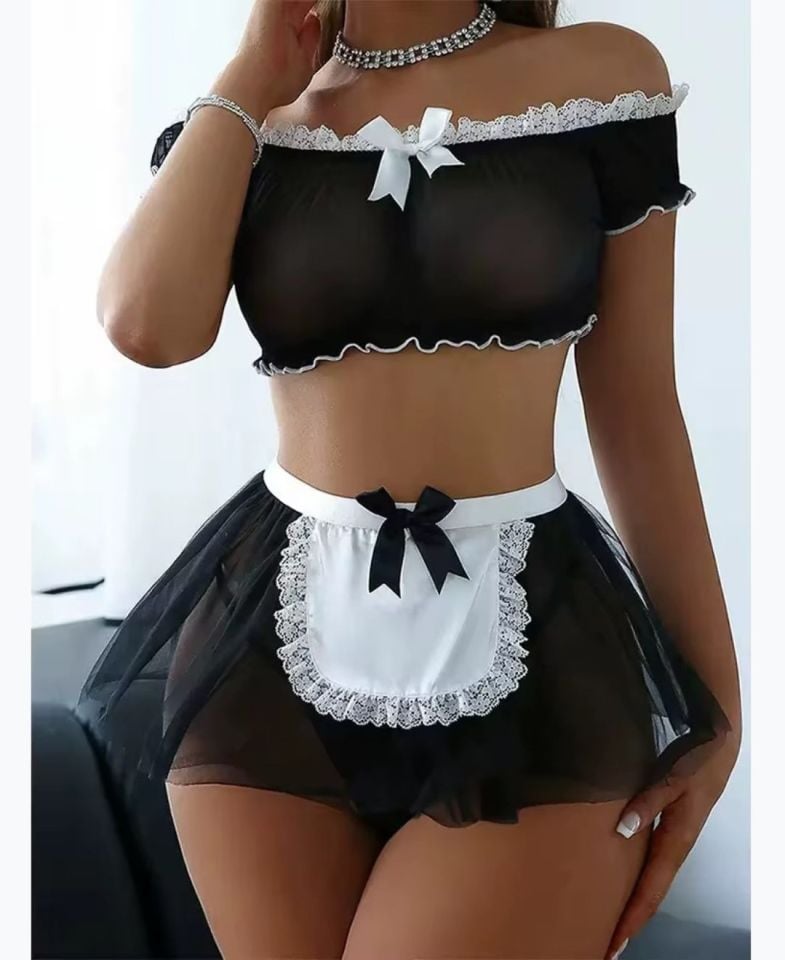 Intive Siyah Beyaz Transparan Büstiyer Etekli Fantasy Etek Tanga Takım Intive Siyah Beyaz Transparan Büstiyer Etekli Fantasy Etek Tanga Takım