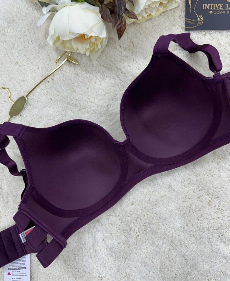 Le Jardin Marilyn Soft Cup Balenli Desteksiz Büyük Beden Sütyen -7015 Mürdüm - 105