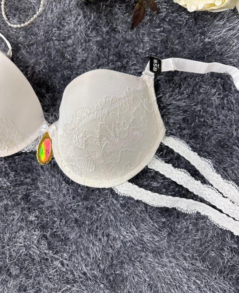 Intive Bride Yanları 3 Şeritli Dantelli Balenli Boş Cup Sütyen (Kırmızı-Beyaz)-258