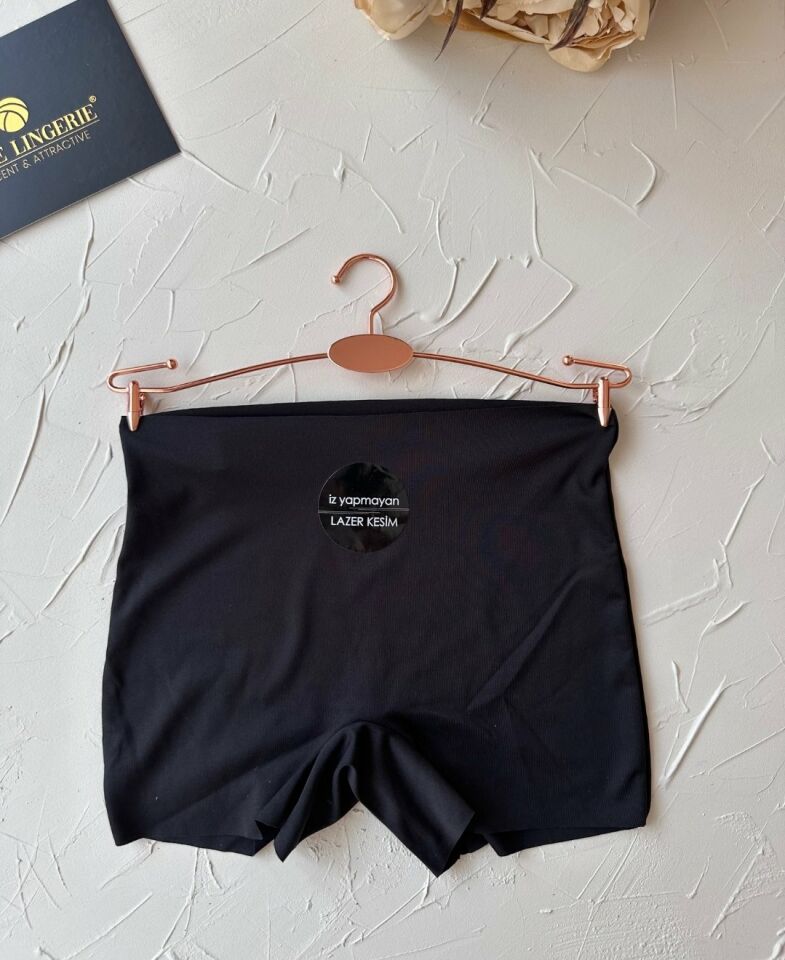 Cool Comfort Yüksek Bel Ağı Pamuklu Yüksek Bel Kadın Boxer Siyah - L/XL