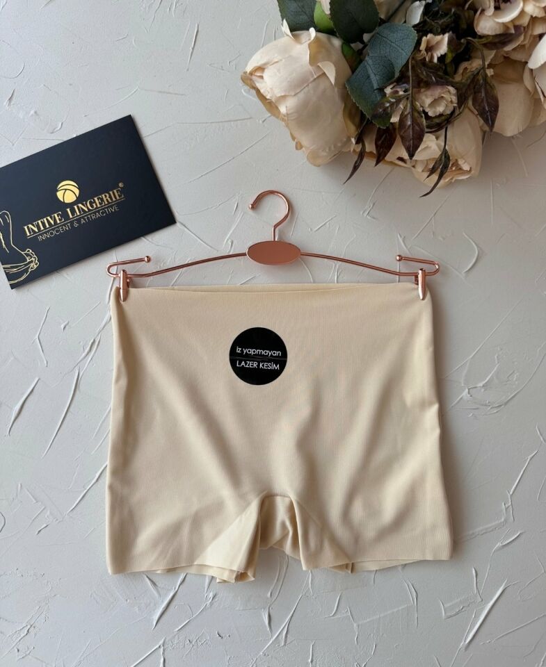 Cool Comfort Yüksek Bel Ağı Pamuklu Yüksek Bel Kadın Boxer Ten Rengi - S/M