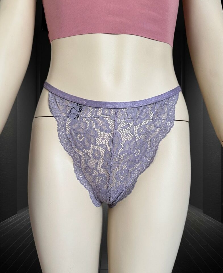 Arkası Parlak Taşlı -Sexy- Yazılı Dantelli String (Special Edition) Lila - Tek Ebat