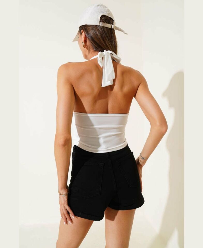 Intive V Yaka Çıkarılabilir Padli Boyundan Bağlamalı Croptop/Büstiyer Intive V Yaka Çıkarılabilir Padli Boyundan Bağlamalı Croptop/Büstiyer