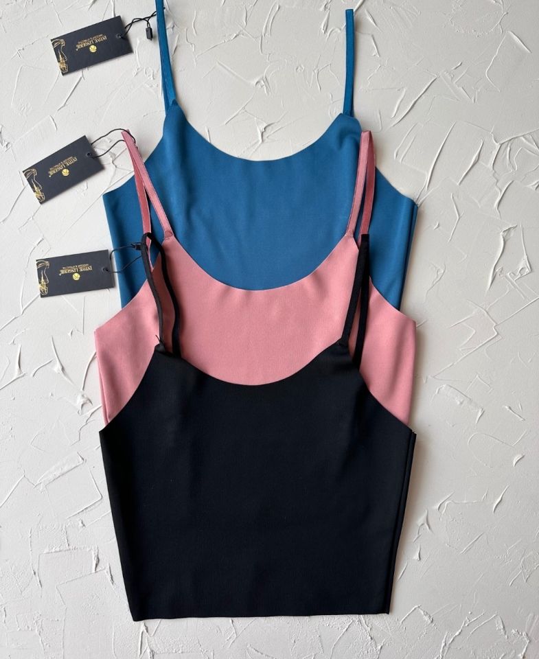 İnce Askılı Dikişsiz V Yaka İz Yapmaz Büstiyer/Croptop Siyah - L