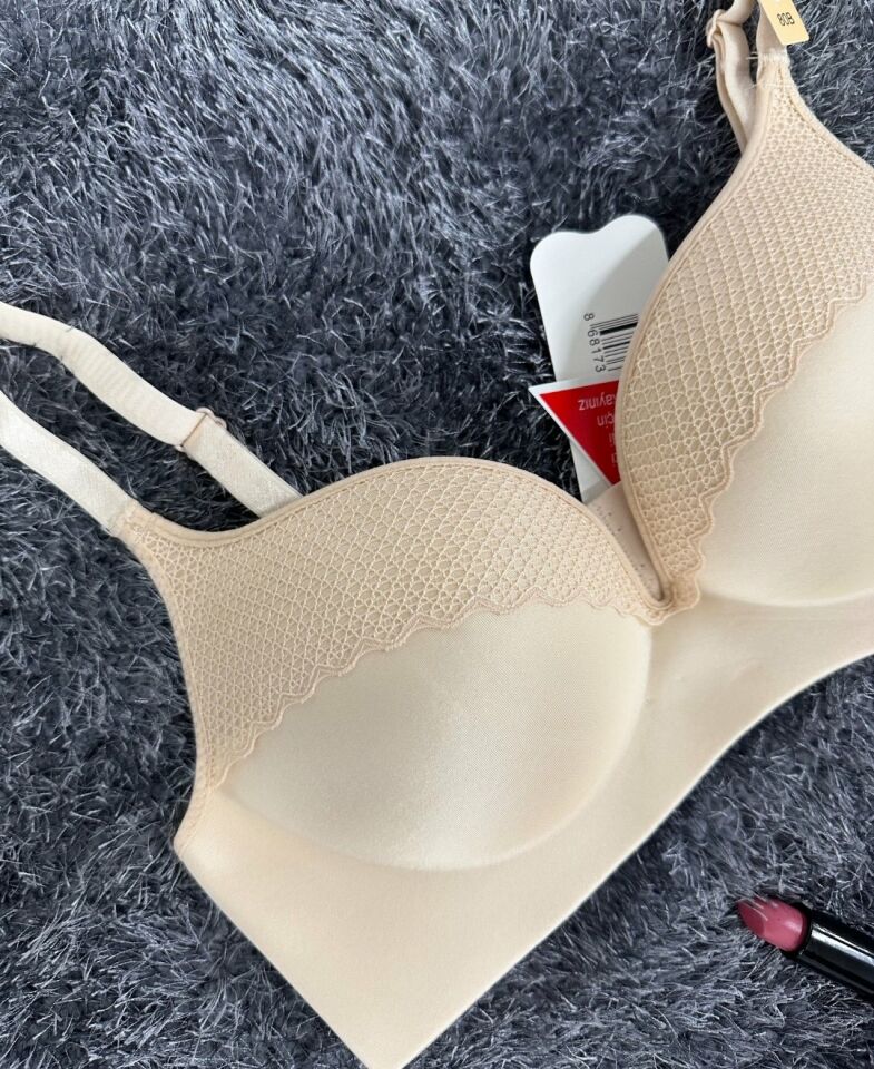 Günlük Kullanım Lazer Kesim Push-up Destekli Yumuşak Sütyen (Ekru, Pudra, Siyah, Yeşil) Pudra  - 80B