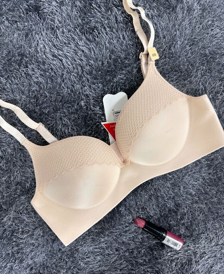 Günlük Kullanım Lazer Kesim Push-up Destekli Yumuşak Sütyen (Ekru, Pudra, Siyah, Yeşil) Pudra  - 90B