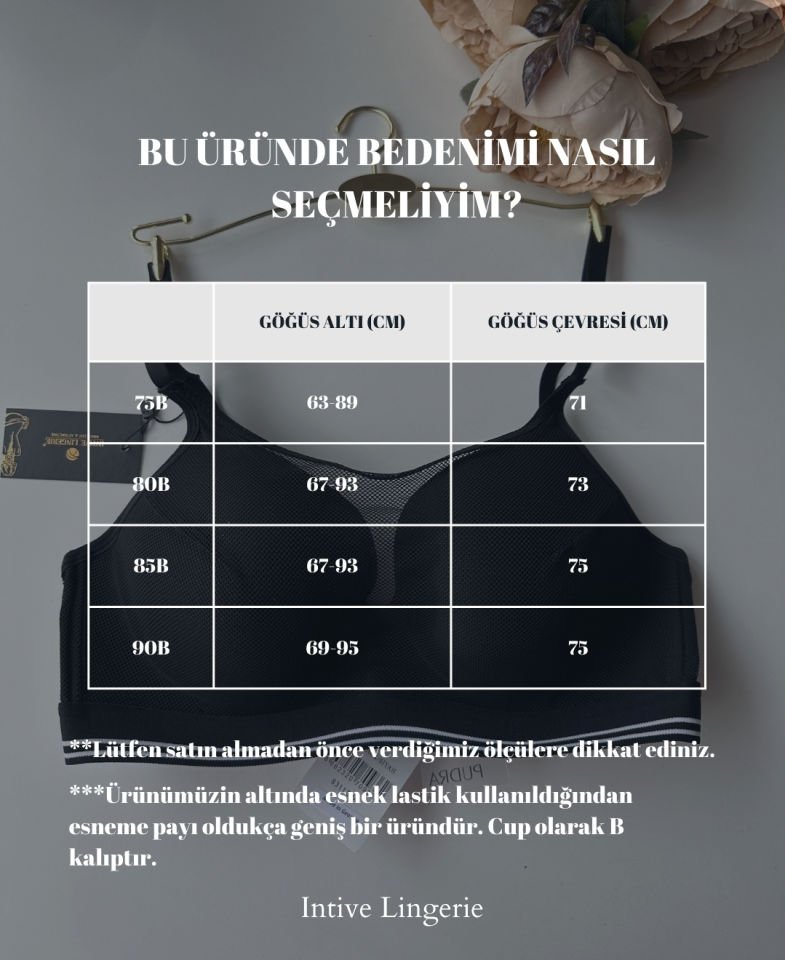 Siyah File Detaylı Balenli Hafif Dolgulu İthal Push-up  Spor Sütyeni/ Sütyen Siyah - 75B