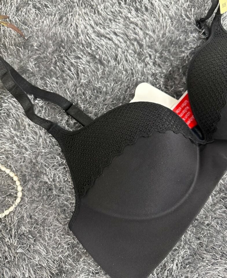 Günlük Kullanım Lazer Kesim Push-up Destekli Yumuşak Sütyen (Ekru, Pudra, Siyah, Yeşil) Siyah - 85B