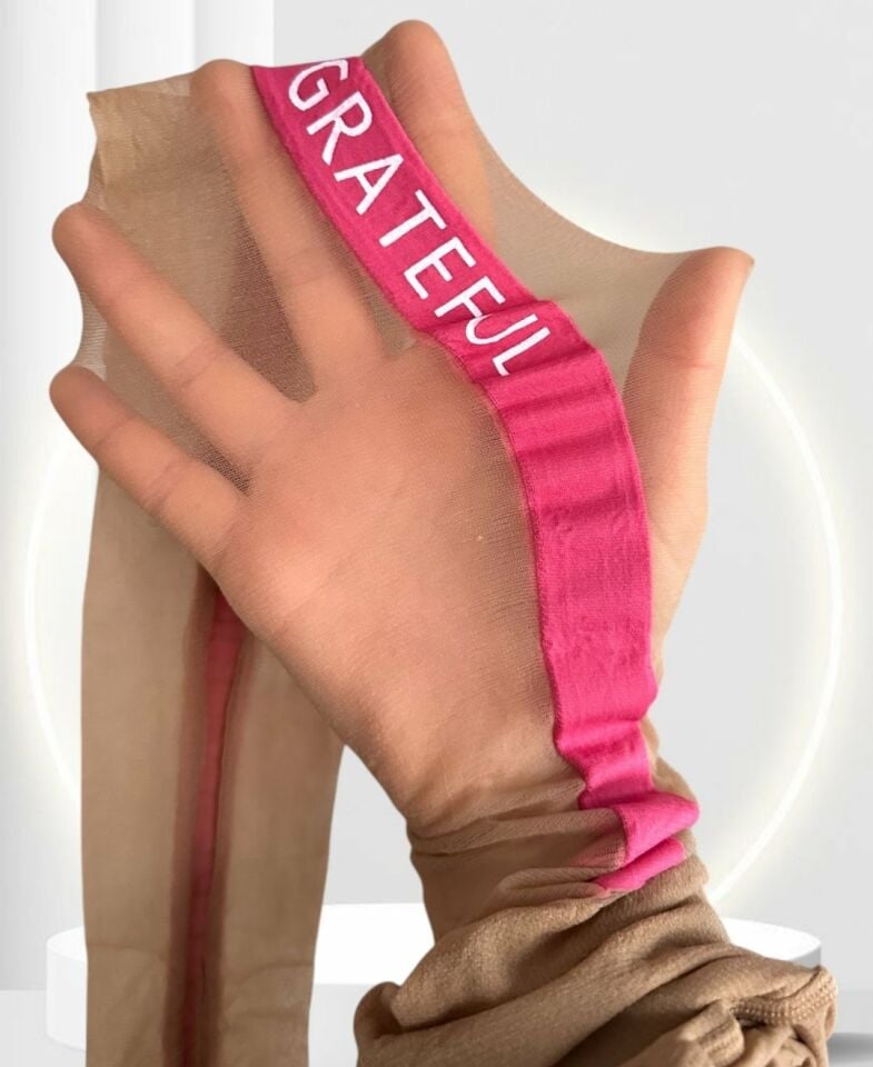 Penti Street Red Yanları Önü ve Arkası Pembe Şeritli Yazılı 20 Den Modern Külotlu Çorap Ten/Pembe - S