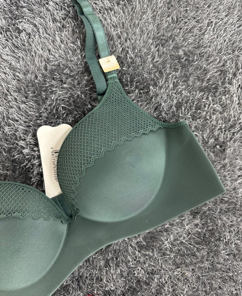 Günlük Kullanım Lazer Kesim Push-up Destekli Yumuşak Sütyen (Ekru, Pudra, Siyah, Yeşil) Yeşil - 90B