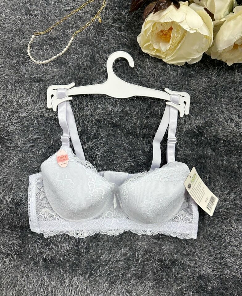 Dantelli C Cup Destekli Push-up 3 Kademe Kopçalı Üstün Kalite Sütyen Lila - 90C