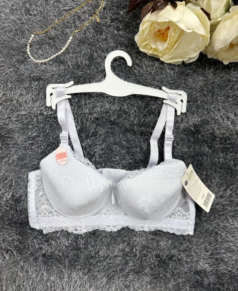 Dantelli C Cup Destekli Push-up 3 Kademe Kopçalı Üstün Kalite Sütyen Lila - 95C