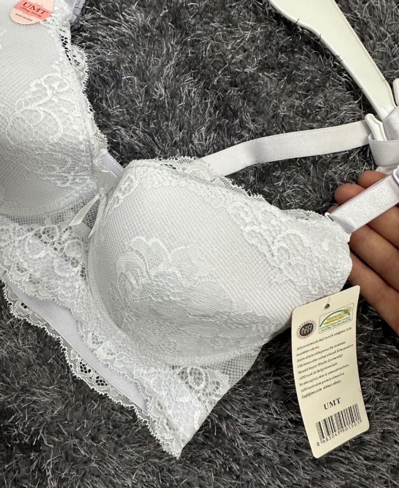 Dantelli C Cup Destekli Push-up 3 Kademe Kopçalı Üstün Kalite Sütyen Lila - 95C