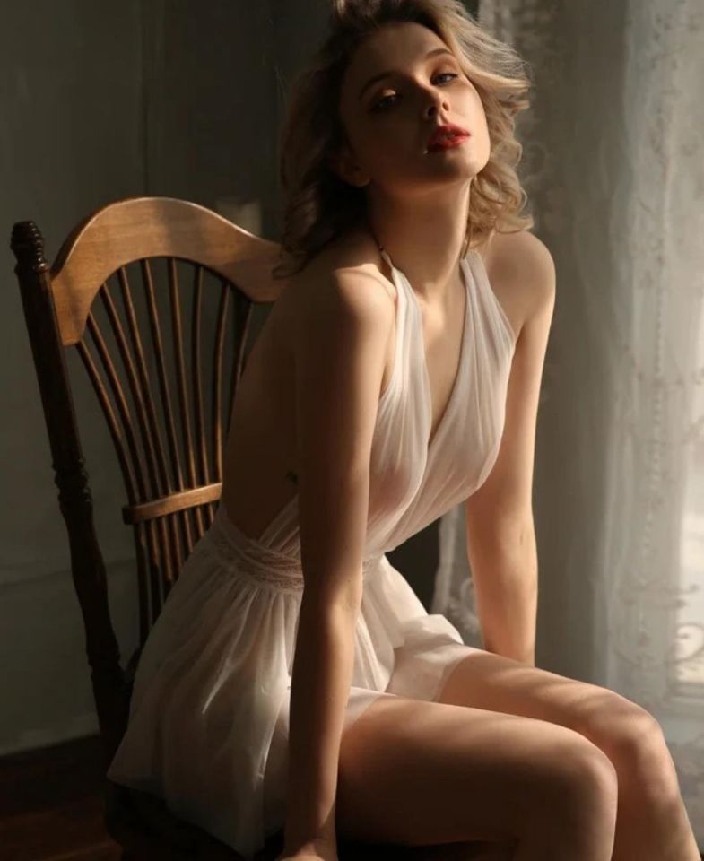 Kadın Boyundan Bağlamalı Derin Dekolte Tül Mini Gecelik/Babydoll Beyaz - L/XL