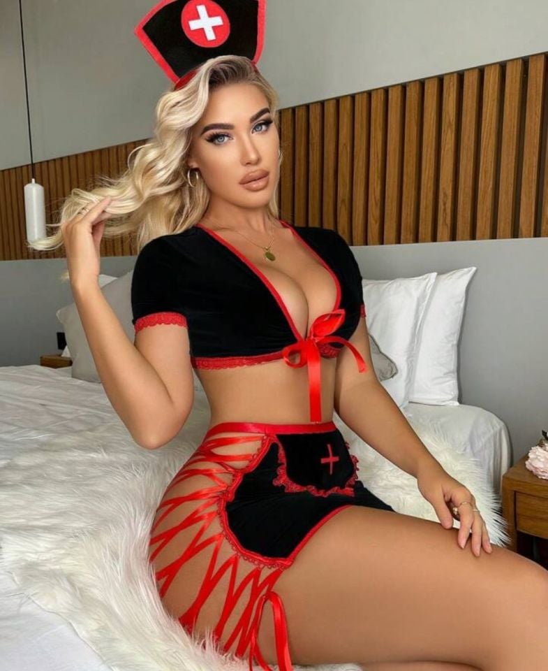 Lily Kırmızı Siyah Transparan Hemşire Fantezi Kostüm -132 Siyah - L/XL