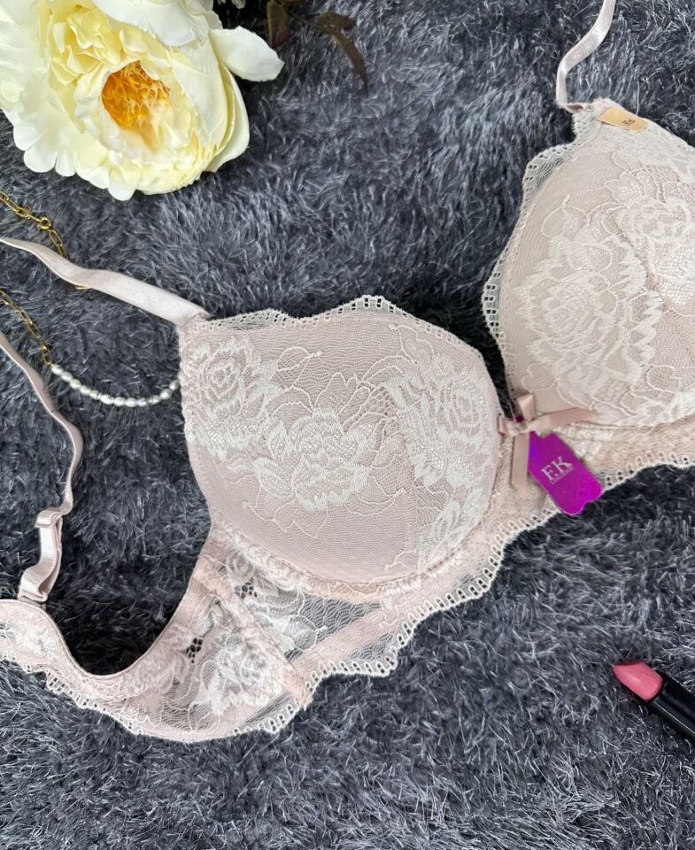 Intive Bride Dantelli Balenli Boş Cup Günlük Kullanım/Fantezi Tek Sütyen (Pudra- Ekru)-1234 Ekru - 80B