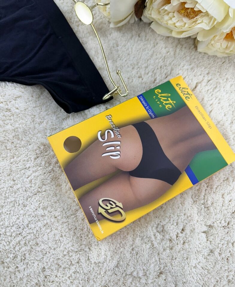 Elite Life Dikişsiz Seamless 3D Esnek Rahat Günlük Kullanım Brazilian Slip Siyah - L/XL