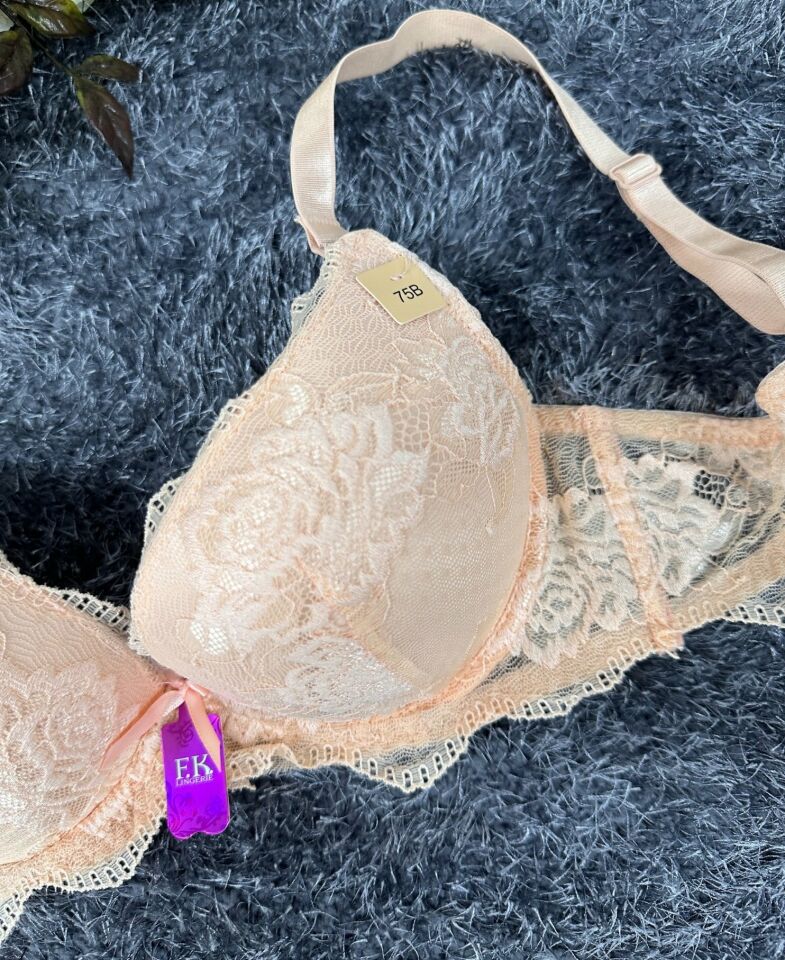Intive Bride Dantelli Balenli Boş Cup Günlük Kullanım/Fantezi Tek Sütyen (Pudra- Ekru)-1234 Pudra  - 90B