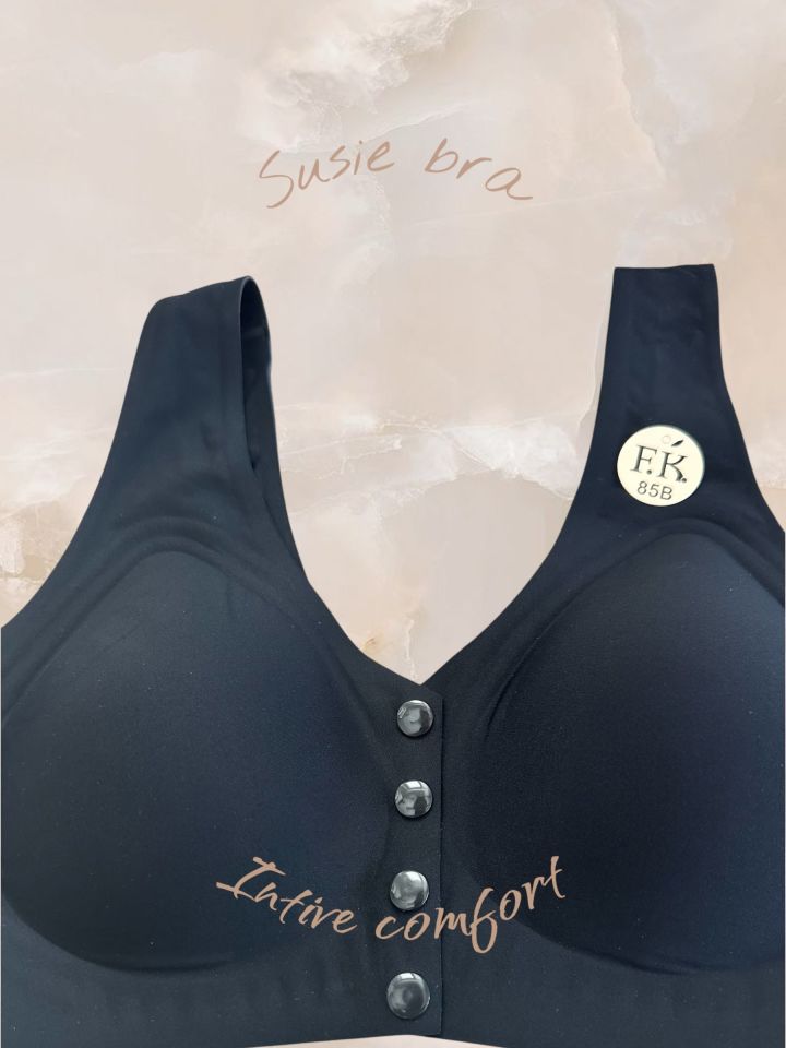 Susie Önü 4 Düğmeli Açılabilen Üstün Kalite Dikişsiz Lazer Balensiz Sütyen (Emziren Anneler) Siyah - 95B