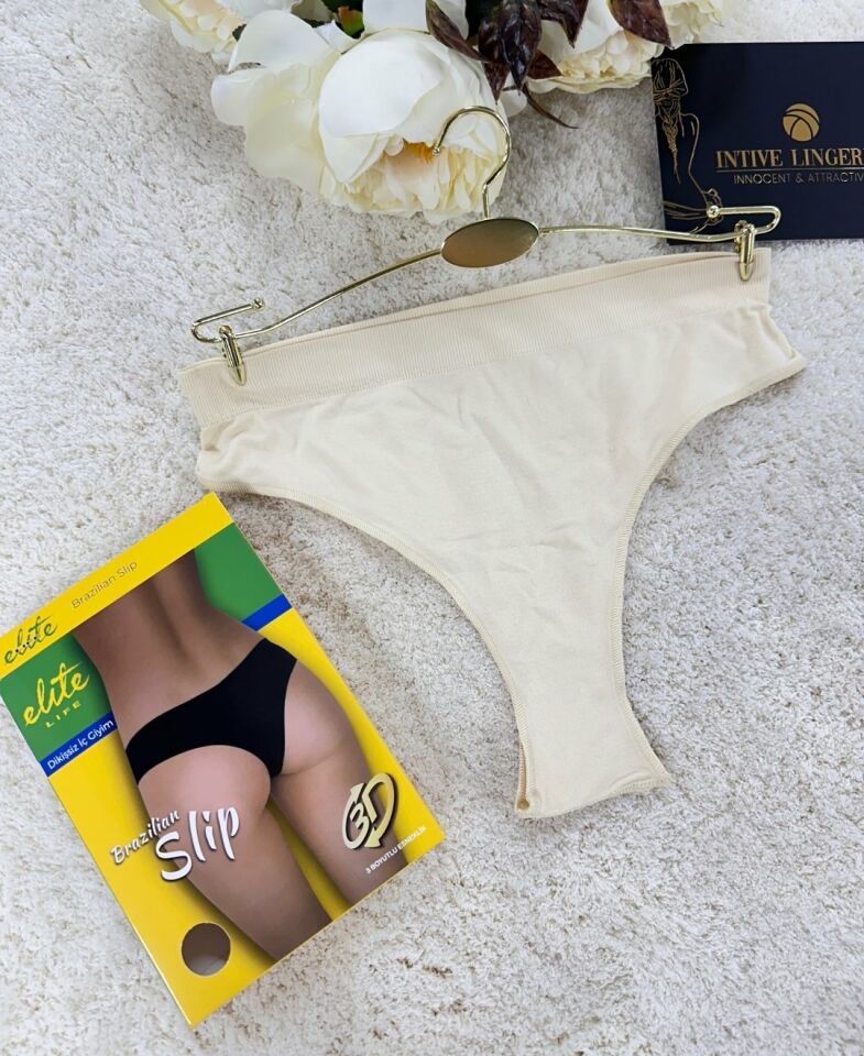 Elite Life Dikişsiz Seamless 3D Esnek Rahat Günlük Kullanım Brazilian Slip Ten Rengi - L/XL