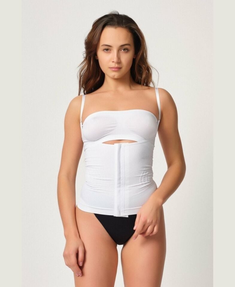 Elite Life Kadın Sıkılaştırıcı 1 Beden Küçülten Dikişsiz Atlet Bel Korse- K10 Beyaz - M/L