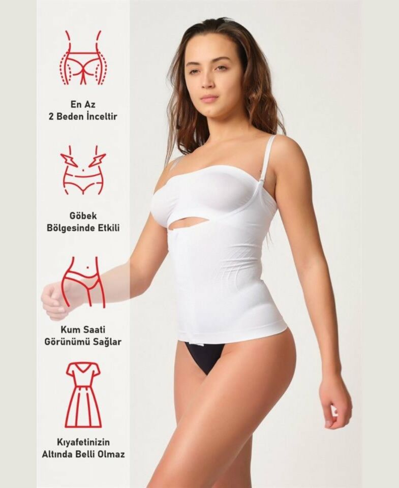 Elite Life Kadın Sıkılaştırıcı 1 Beden Küçülten Dikişsiz Atlet Bel Korse- K10 Beyaz - M/L