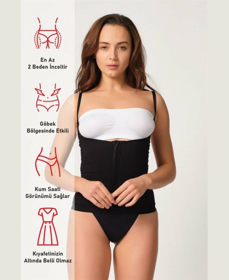 Elite Life Kadın Sıkılaştırıcı 1 Beden Küçülten Dikişsiz Atlet Bel Korse- K10 Siyah - S/M