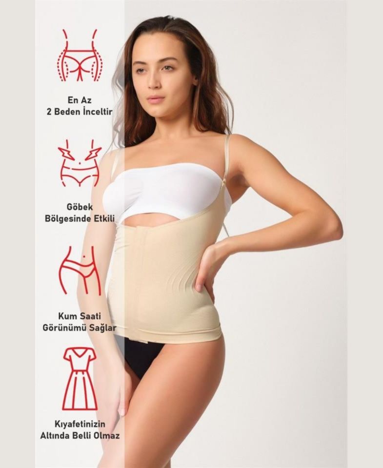 Elite Life Kadın Sıkılaştırıcı 1 Beden Küçülten Dikişsiz Atlet Bel Korse- K10 Ten Rengi - M/L