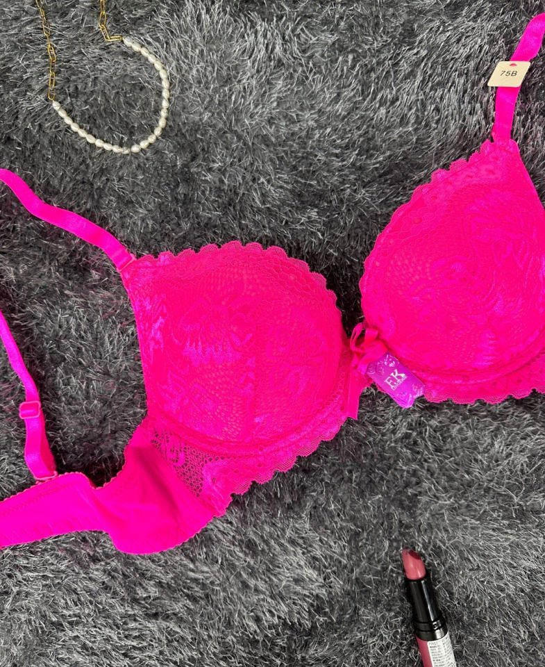 Barbie Pembe Double Push-up Dantelli Balenli İthal Sütyen -244