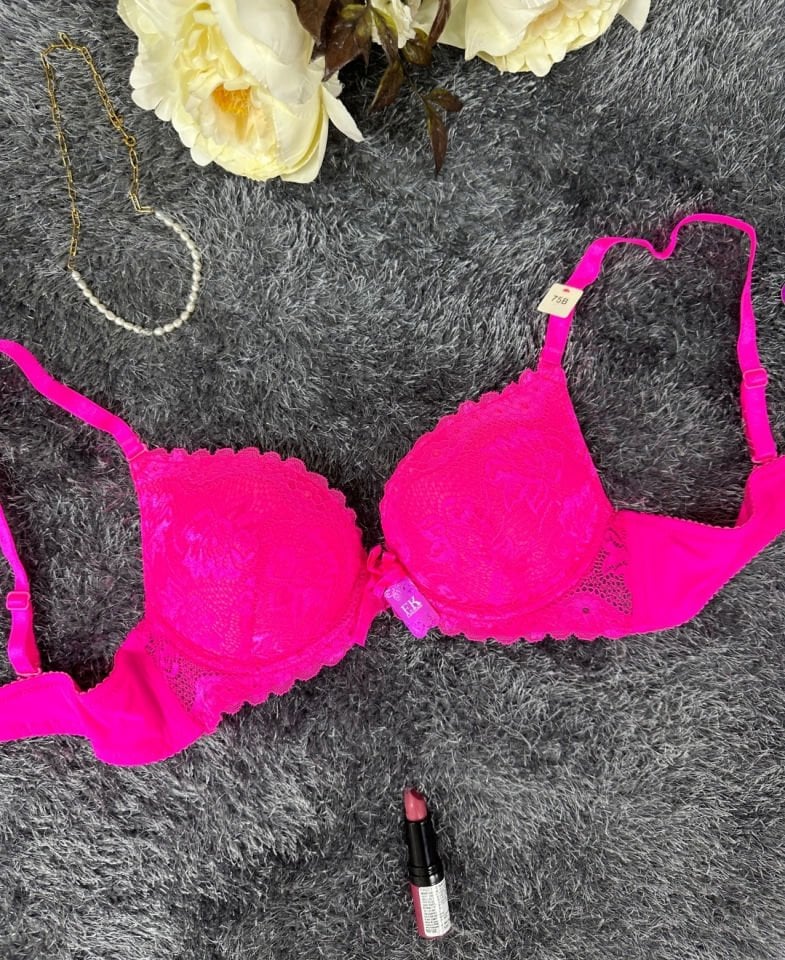 Barbie Pembe Double Push-up Dantelli Balenli İthal Sütyen -244