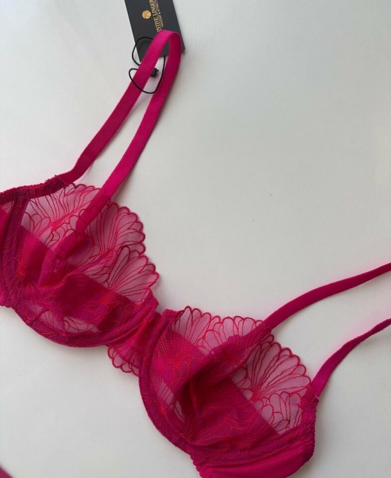 Baby Bloom Şeker Pembe Transparan Desenli Balenli Sütyen Tanga Takım Pembe - 85