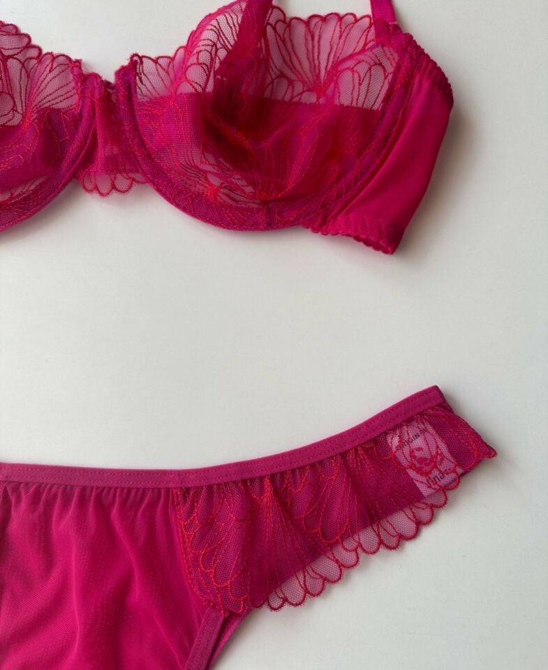 Baby Bloom Şeker Pembe Transparan Desenli Balenli Sütyen Tanga Takım Pembe - 85