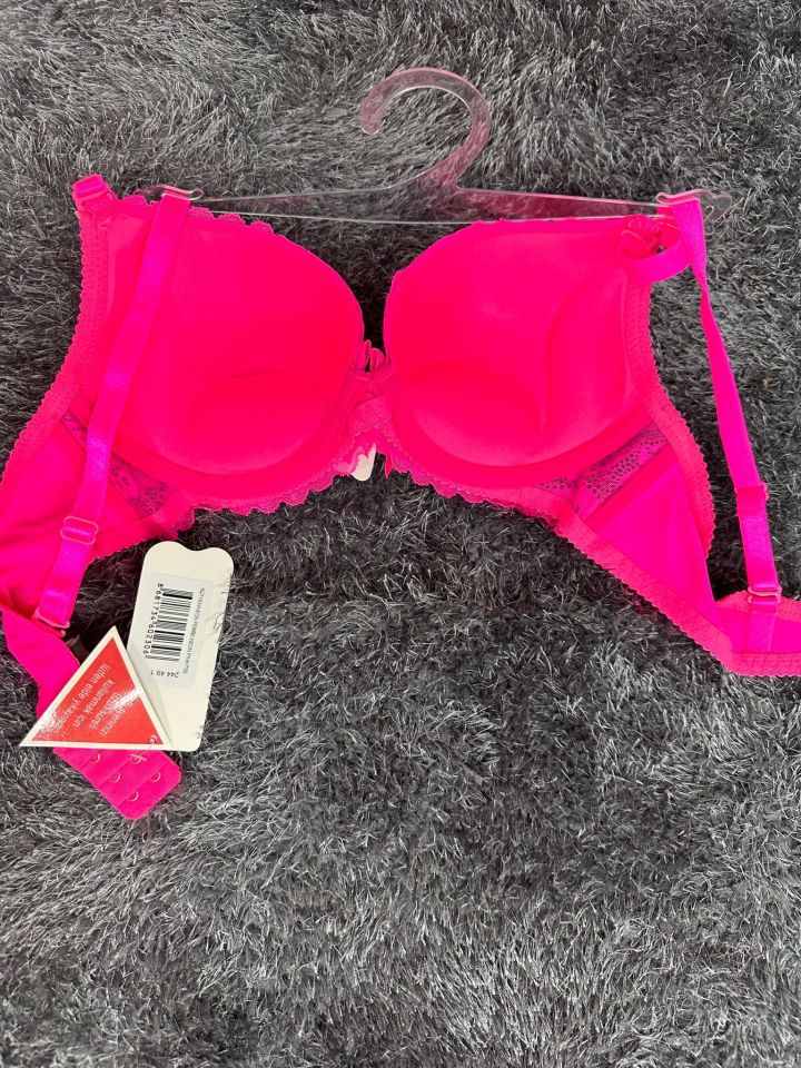Barbie Pembe Double Push-up Dantelli Balenli İthal Sütyen -244 Pembe - 75B