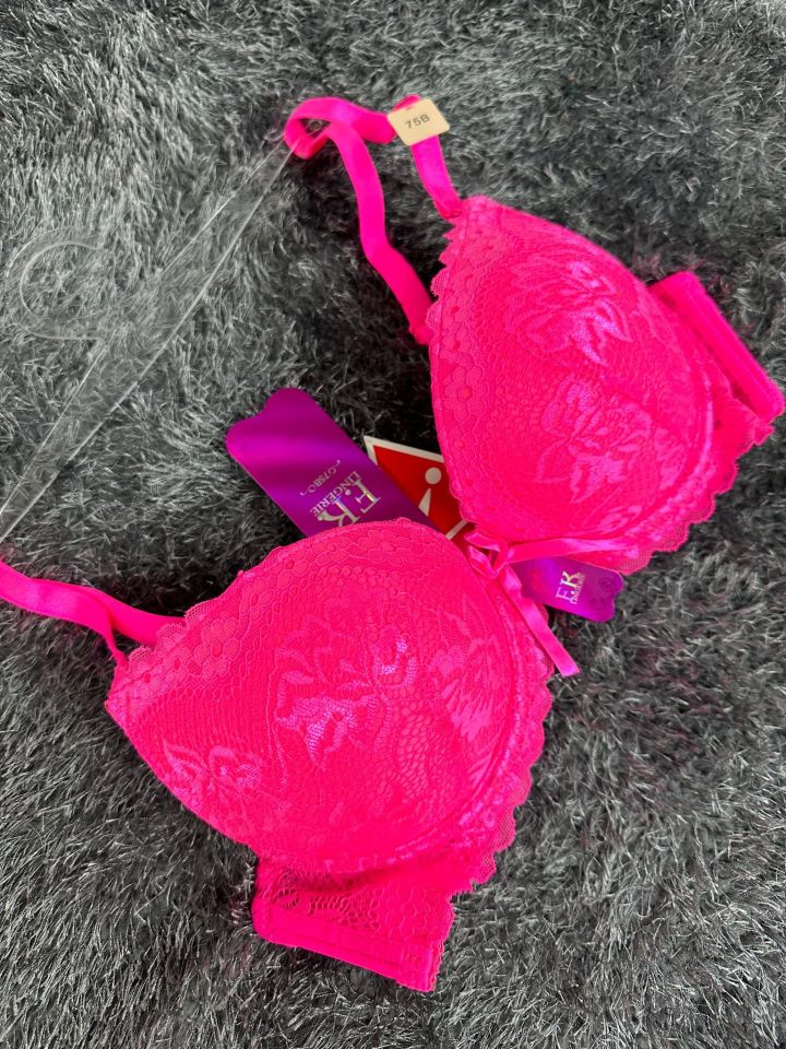 Barbie Pembe Double Push-up Dantelli Balenli İthal Sütyen -244 Pembe - 80B