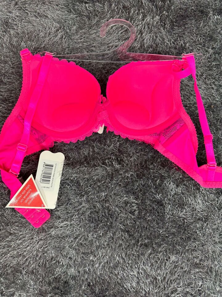 Barbie Pembe Double Push-up Dantelli Balenli İthal Sütyen -244 Pembe - 80B