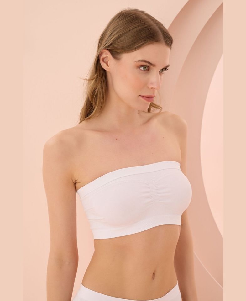 NBB Taktel Seamless Dikişsiz Straplez Basic Büstiyer-2401 Beyaz - M