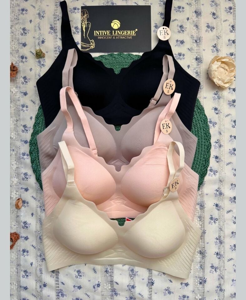 Layla İthal Buz İpek (İce-Silk) Ultra İnce Rahat Nefes Alır Görünmez Lazer Dikişsiz Sütyen Pudra  - XL
