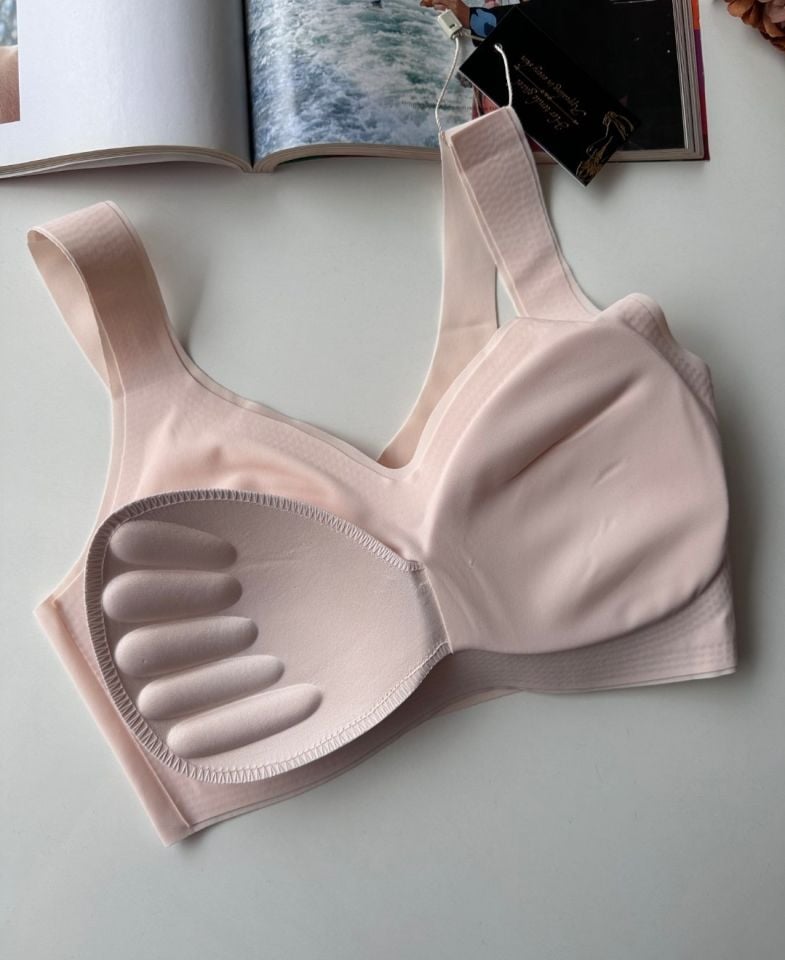 Carla Balensiz Dikişsiz Push-up Invisible Ice-Silk (Görünmez) Sütyen - İthal Bra Pudra  - M