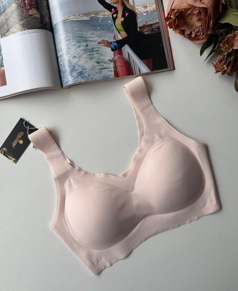 Carla Balensiz Dikişsiz Push-up Invisible Ice-Silk (Görünmez) Sütyen - İthal Bra Pudra  - XL
