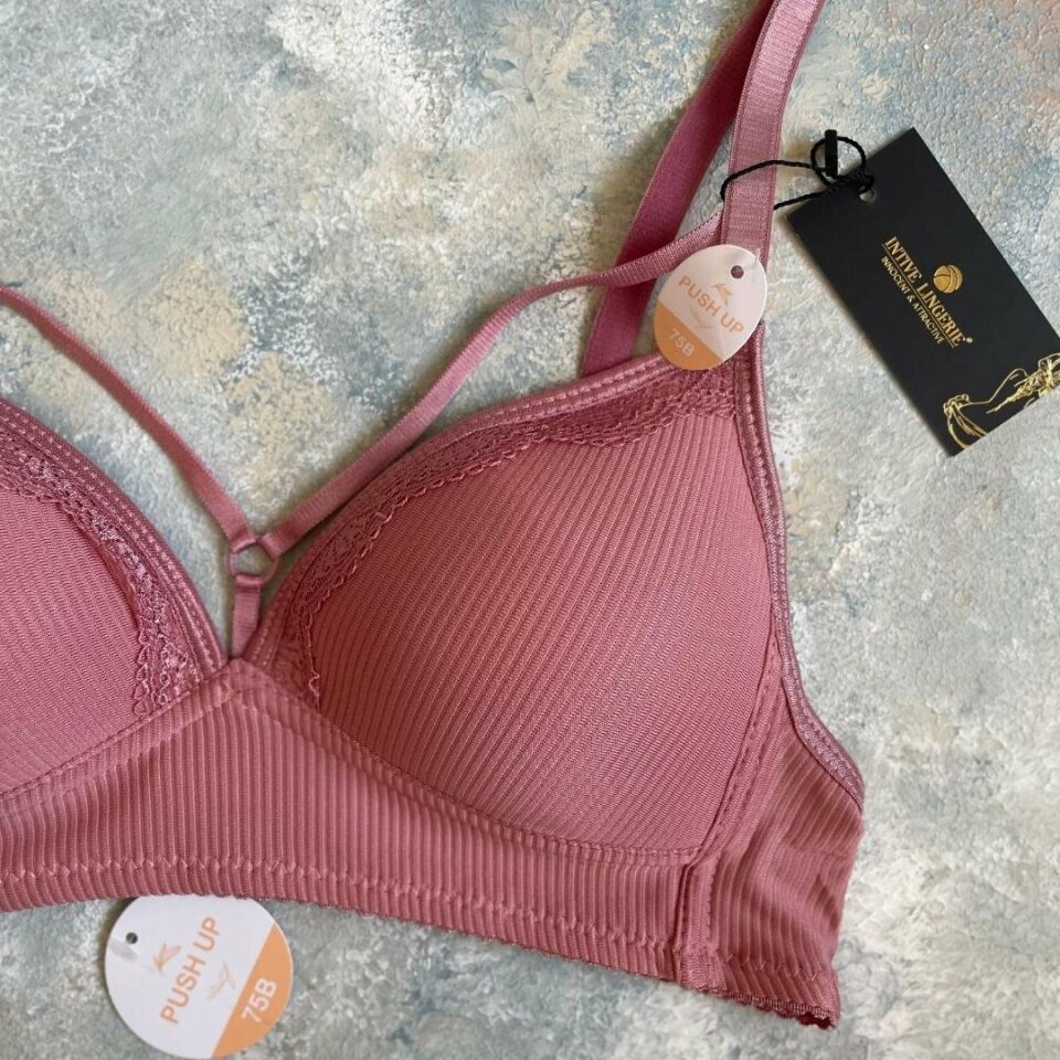 Belle Kadın Balensiz Günlük Kullanım Push-up Özellikli Sütyen Pembe - 80B