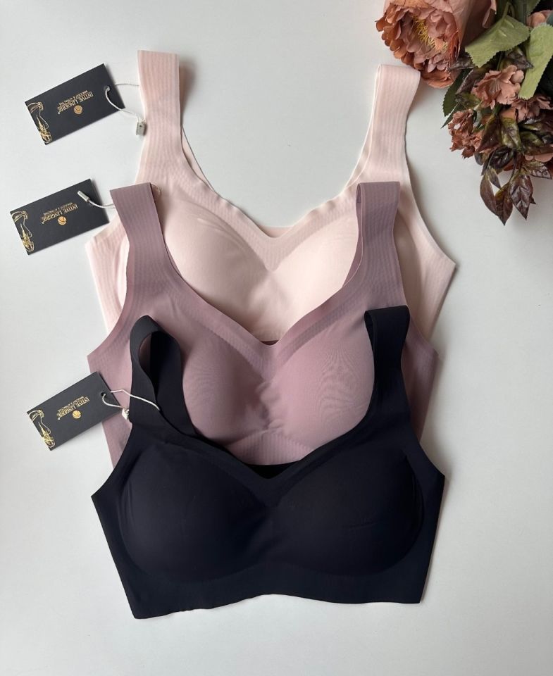 Carla Balensiz Dikişsiz Push-up Invisible Ice-Silk (Görünmez) Sütyen - İthal Bra Siyah - XL