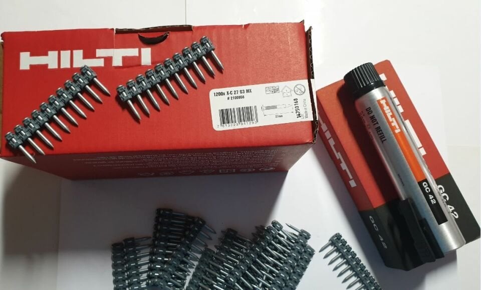 HILTİ GX3 27 MX ÇİVİ 1200 ADET + GAZ TÜPÜ GC 42